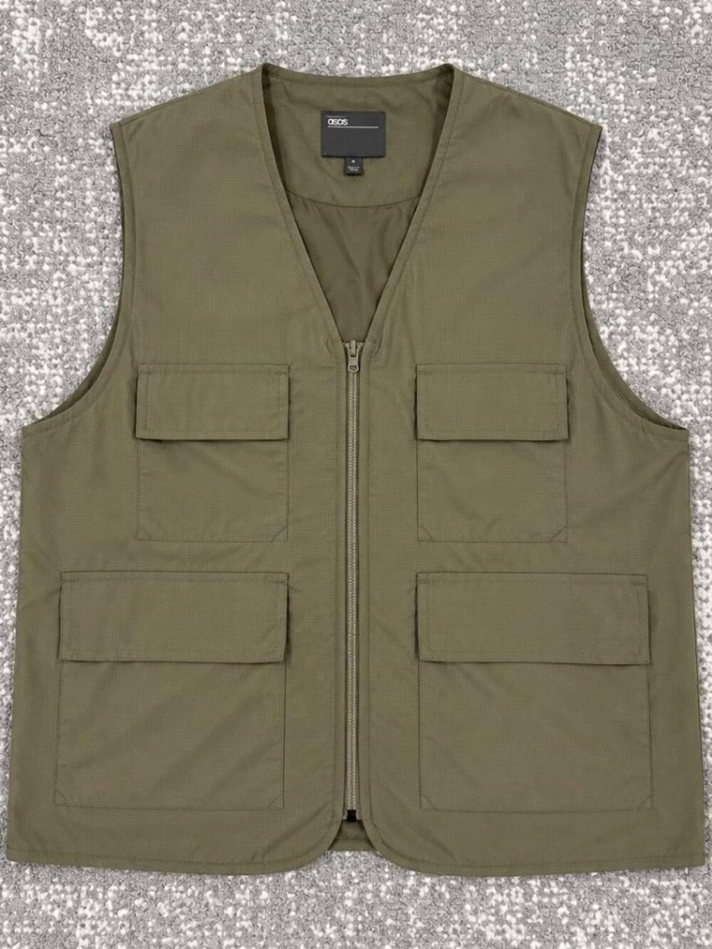 ASOS Utility Vest Olive Green Zip Front Cargo Tactical Vest Men’s